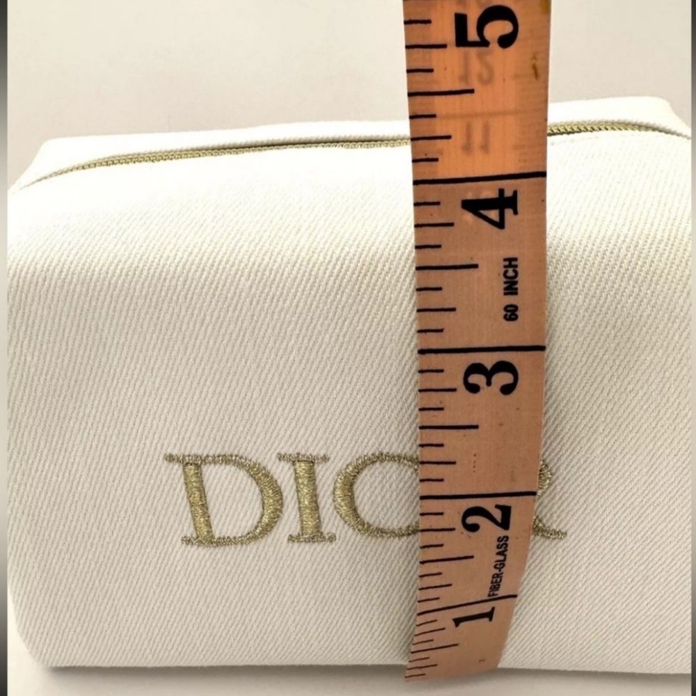 Dior Beauty Demin Cosmetic Makeup Bag Pouch - Gold Logo - Picture 2 of 9